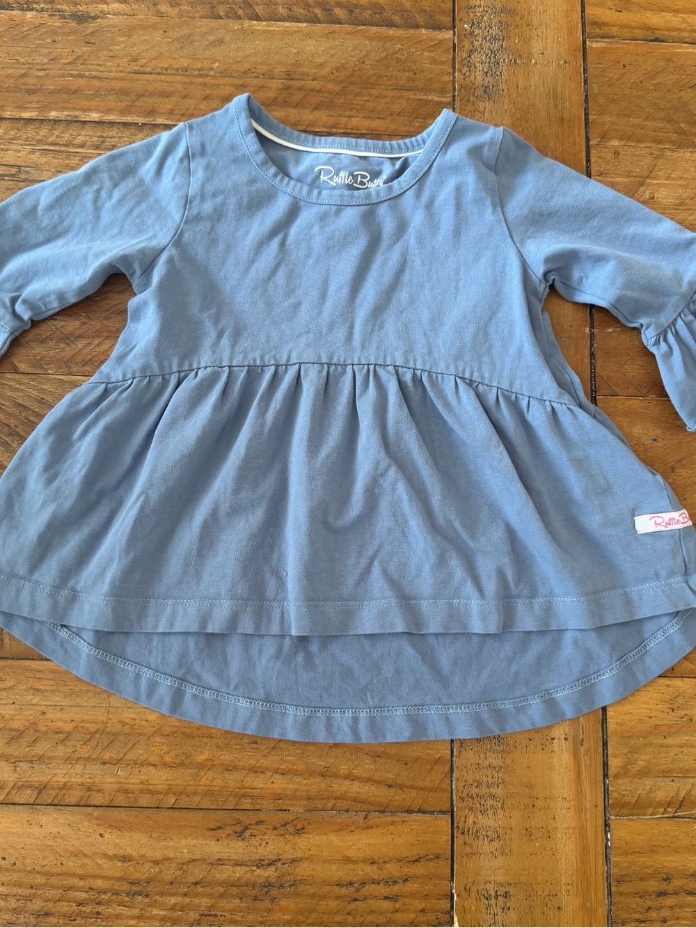 Ruffle Butts Dusty Blue Long Sleeve Peplum Top